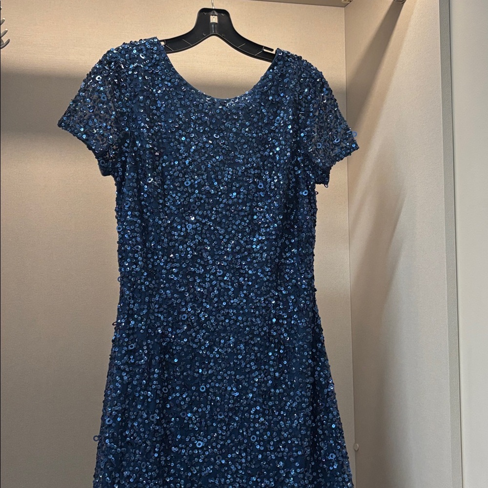 Adrianna Papell Navy Sequin Maxi Dress